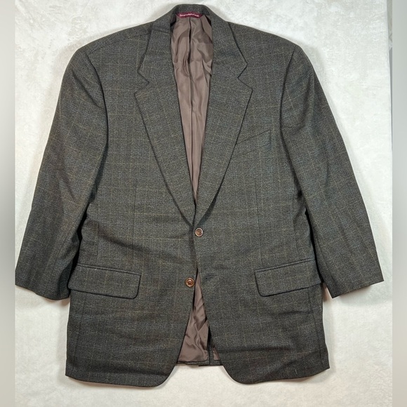 Samuelsohn Made in Canada 100% Wool Brown Plaid Classic Sports Coat Blazer EUC - Picture 2 of 15